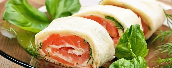 Rolo Lavash com peixe vermelho - 10 receitas passo a passo com fotos